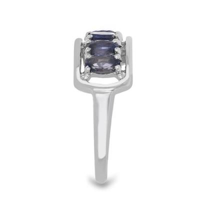 BUY STERLING SILVER  NATURAL IOLITE GEMSTONE CLUSTER RING 